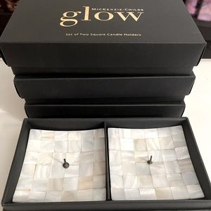MacKenzie-Childs Mother-of-Pearl Square Candle Holders - Set of EIGHT- BNWB